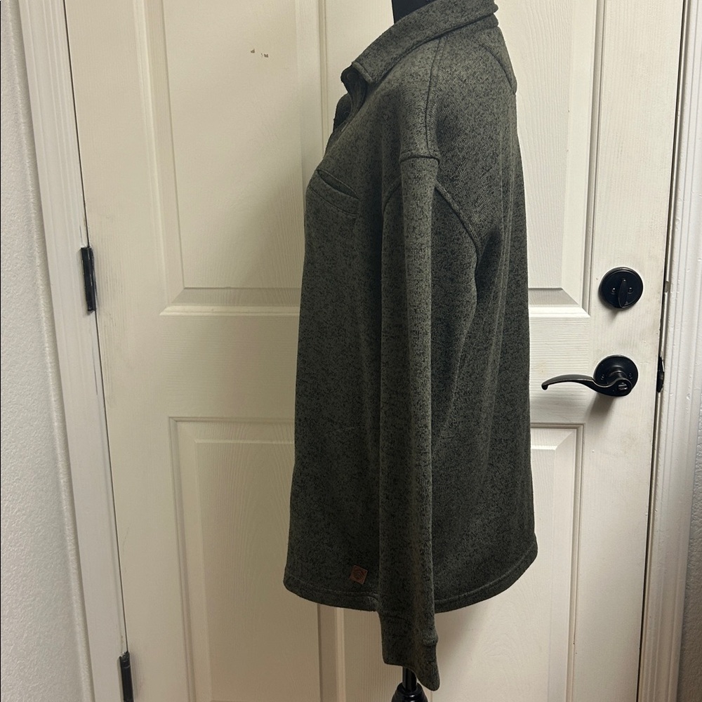 Solaris fleece snap button shirt jacket in dark green with pockets, Size Large, - Picture 7 of 10